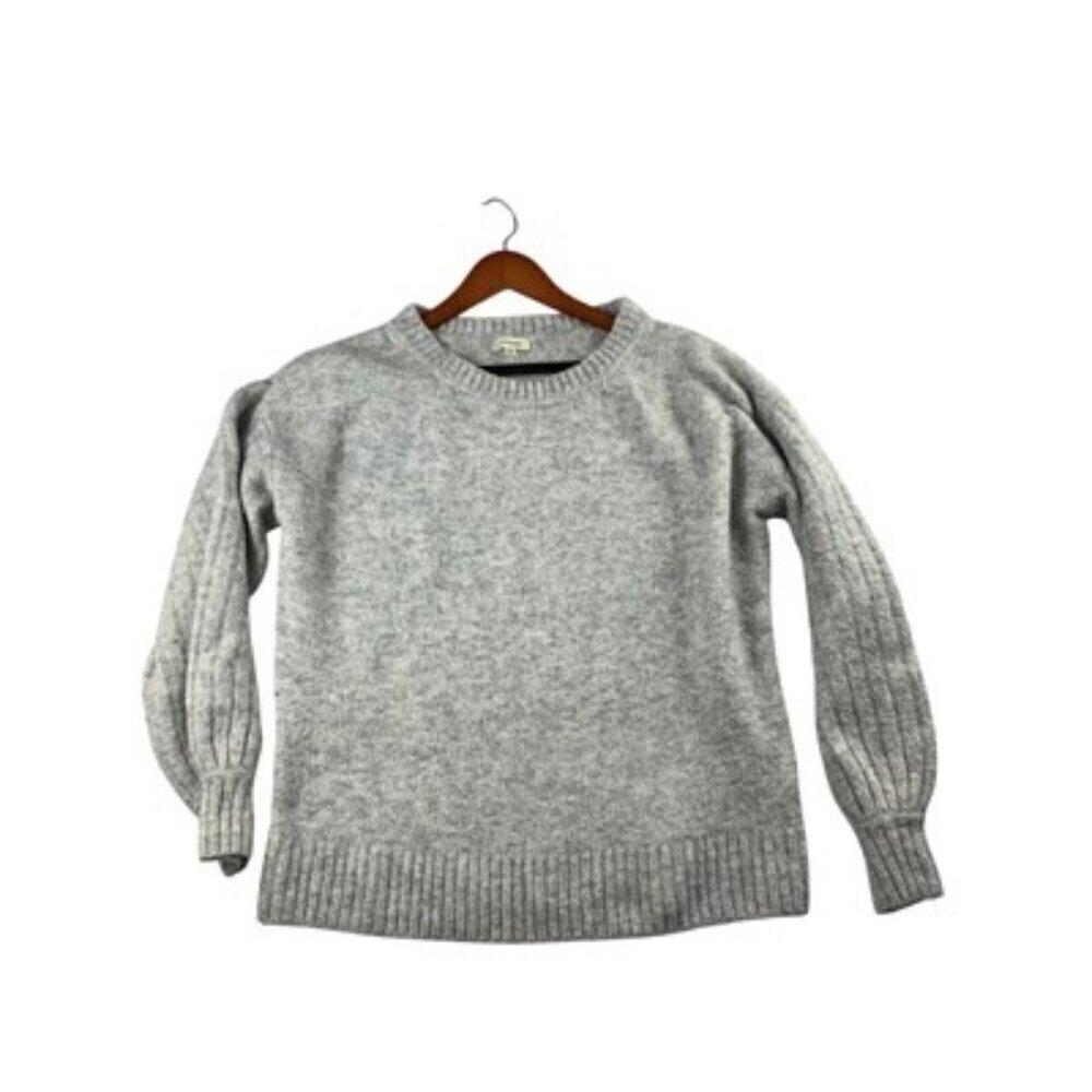 Max Studio Womens Sweater L Gray Wool Blend Crew Neck Pullover